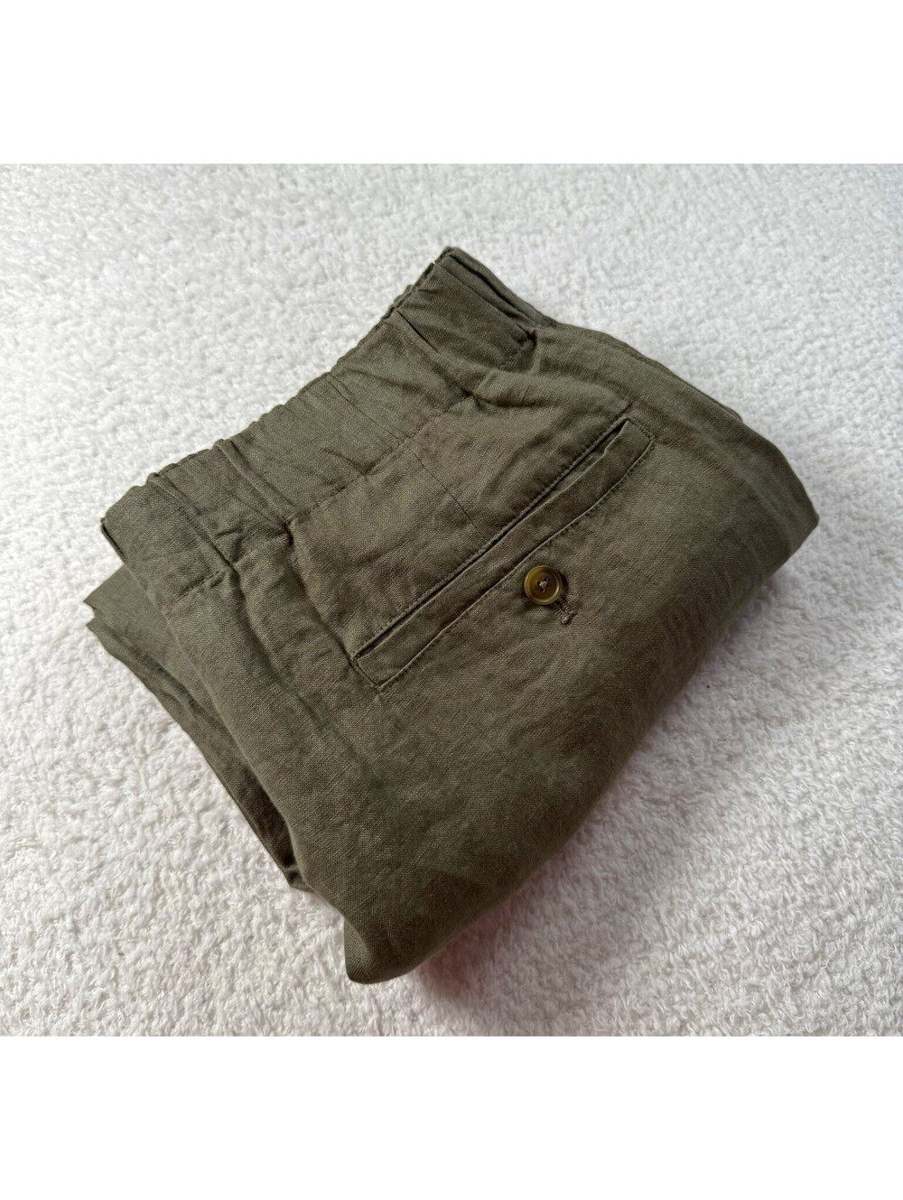 Quince 100% European Linen Pants Men’s M Bayberry Olive Elastic Waist